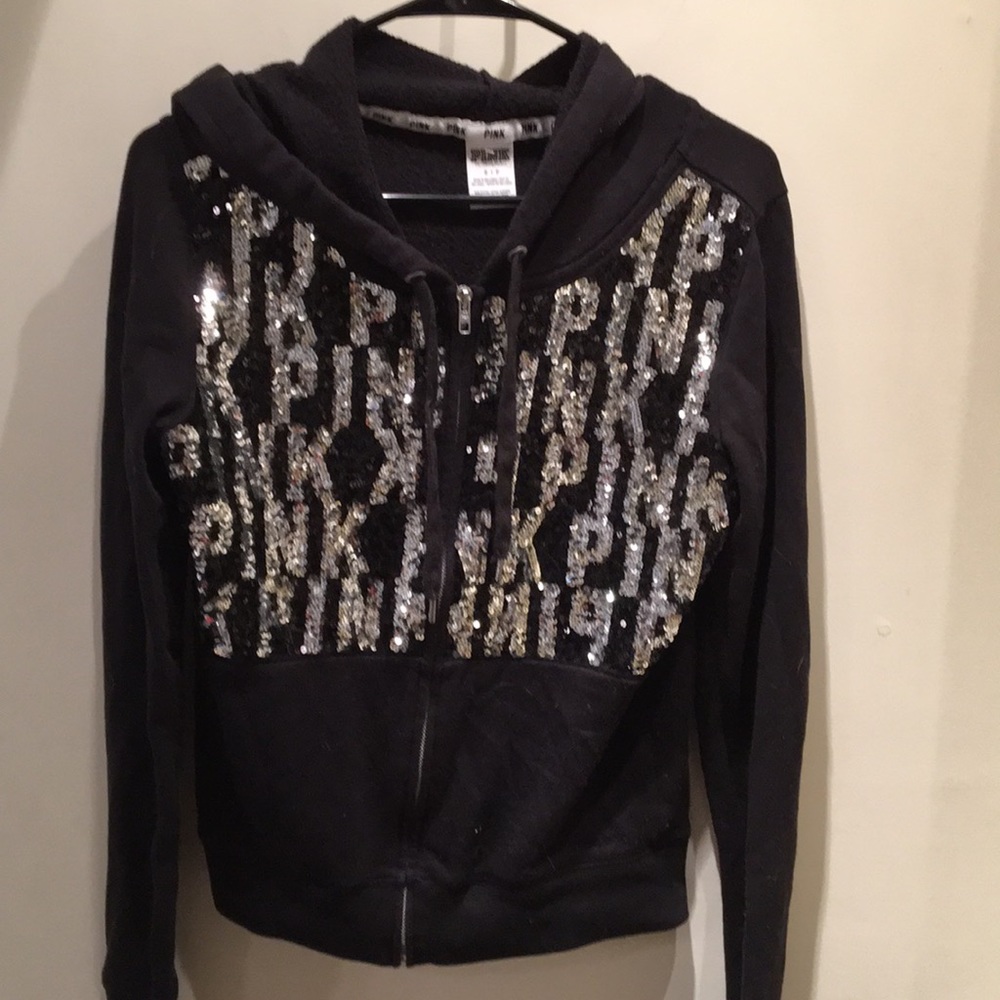 VS PINK Black Sequin Hoodie